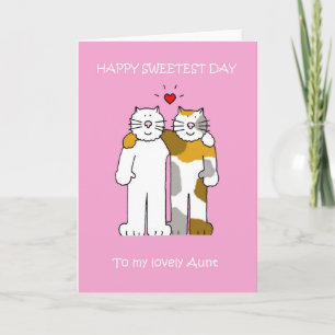 Happy Sweetest Day,  Aunt, Cartoon Cats. Card