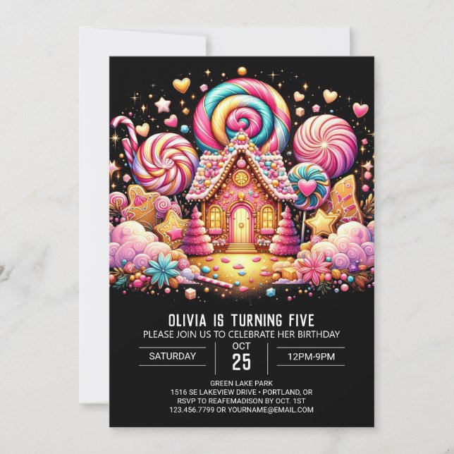 Happy Sweets Candyland Digital Birthday Invitation (Front)