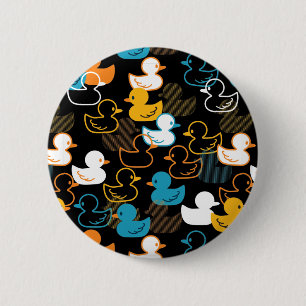Happy Swimming a Paddling of Ducks Pattern 6 Cm Round Badge