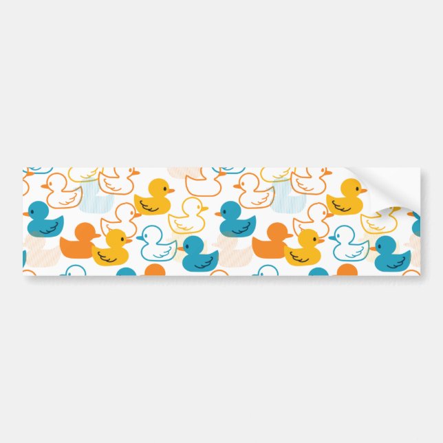 Happy Swimming a Paddling of Ducks Pattern II Bumper Sticker (Front)