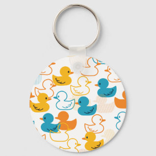 Happy Swimming a Paddling of Ducks Pattern II Key Ring