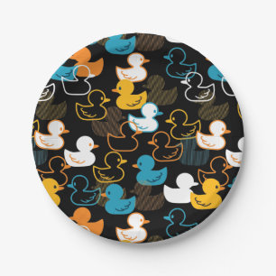 Happy Swimming a Paddling of Ducks Pattern Paper Plate