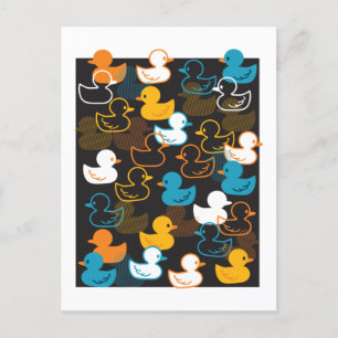 Happy Swimming a Paddling of Ducks Pattern Postcar Postcard