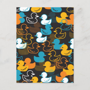 Happy Swimming a Paddling of Ducks Pattern Postcard