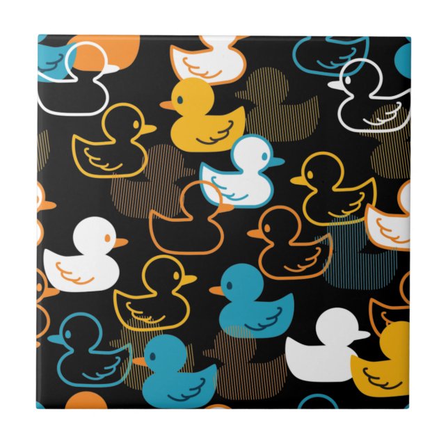 Happy Swimming a Paddling of Ducks Pattern Tile (Front)