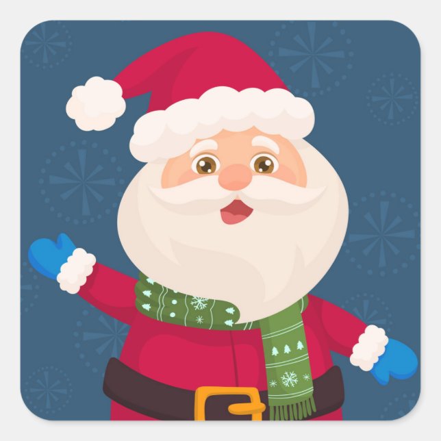 Happy Swinging Santa Claus Square Sticker (Front)
