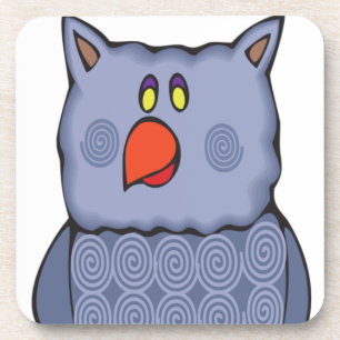 Happy Swirly Owl on White Coaster