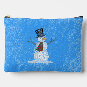 Happy Swirly Snowman Accessory Pouch