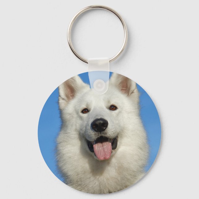 Happy Swiss Shepherd dog Key Ring (Front)