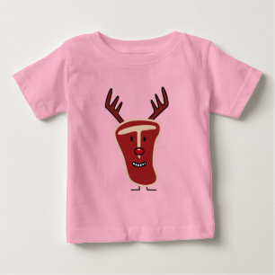 Happy T-Bone Steak Reindeer red nose Christmas Baby T-Shirt