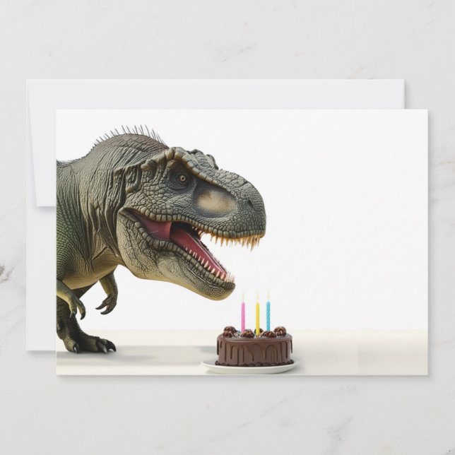 Happy T-Rex Birthday Holiday Card (Front)