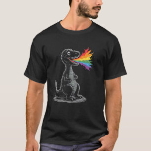Happy T Rex with Joyful Rainbow Laser T-Shirt