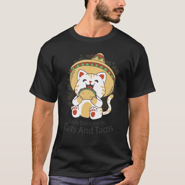Happy Taco Cat Tuesday with Sombrero T-Shirt (Front)