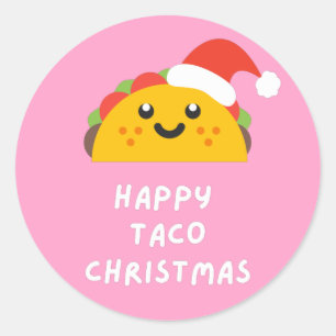 HAPPY TACO CHRISTMAS CLASSIC ROUND STICKER