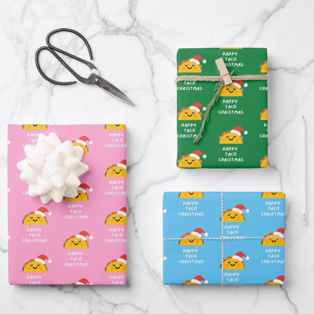 HAPPY TACO CHRISTMAS WRAPPING PAPER SHEET (Front)