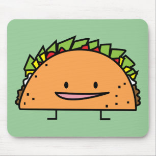 Happy Taco corn shell beef meat salsa Mexican food Mouse Mat