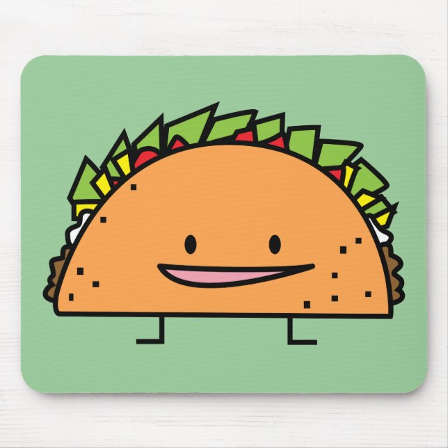 Happy Taco corn shell beef meat salsa Mexican food Mouse Mat (Front)