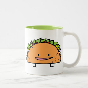 Happy Taco corn shell beef meat salsa Mexican food Two-Tone Coffee Mug