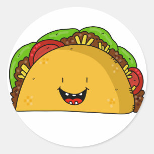 Happy Taco smiling cartoon cute Classic Round Sticker