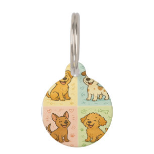 Happy Tails – Cartoon Dog Doodles Pet Tag