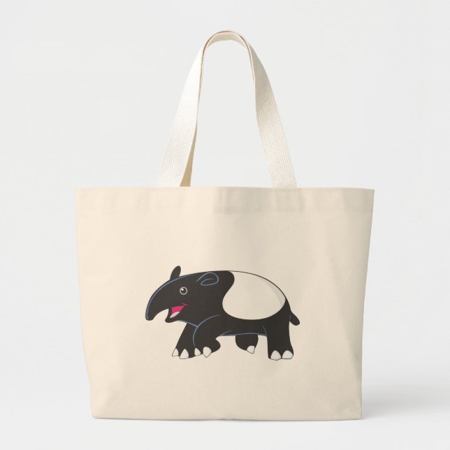 Happy Tapir Large Tote Bag (Front)