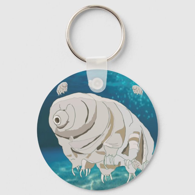 Happy Tardigrade floating under water Key Ring (Front)