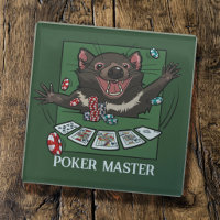 Happy Tasmanian Devil Character Poker Cartoon