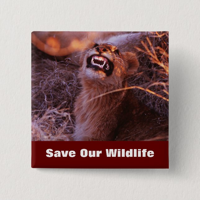 Happy Tau Save Our Wildlife 15 Cm Square Badge (Front)