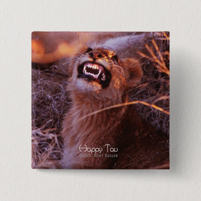 Happy Tau, Smiling Lion Cub 15 Cm Square Badge (Front)