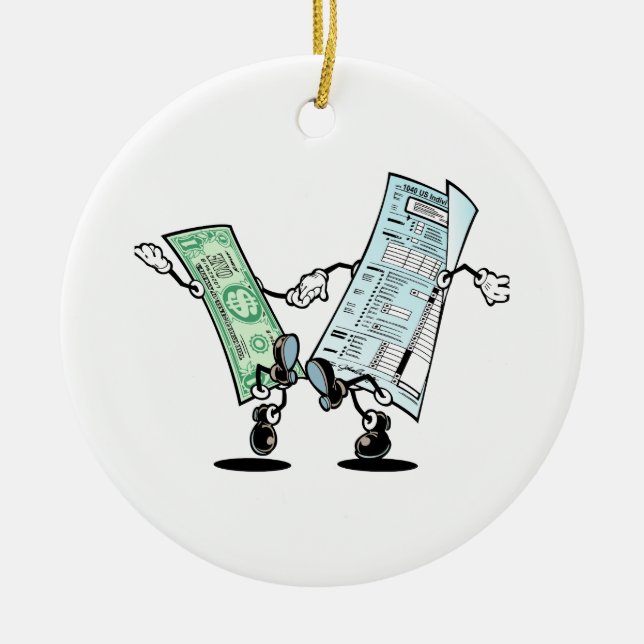 happy tax day ceramic tree decoration (Front)