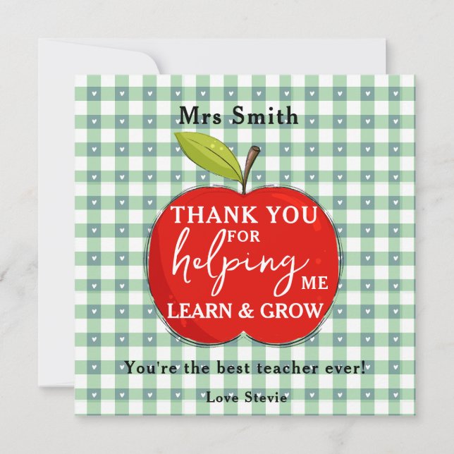 Happy Teacher Appreciation Card | Red Apple Pink  (Front)