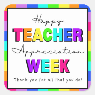 Happy Teacher Appreciation Week Rainbow Preschool  Square Sticker