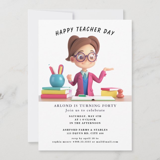 happy teacher day  Birthday Invitation (Front)