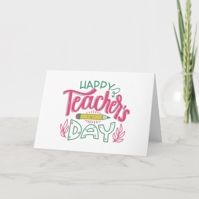 Happy Teachers Day Folded Thank You Card (Front)