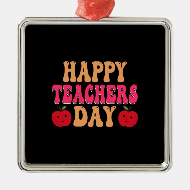 Happy Teachers Day Metal Tree Decoration (Front)