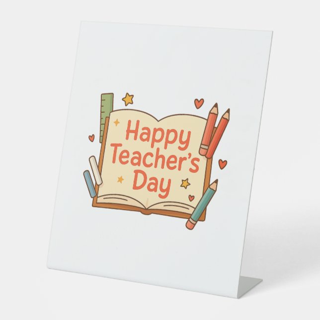 Happy Teacher's Day Pedestal Sign (Front)
