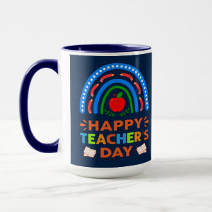 Happy Teachers Day Rainbow & Apple Coffee Mug