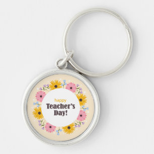 Happy Teacher's Day Wild Flowers Key Ring