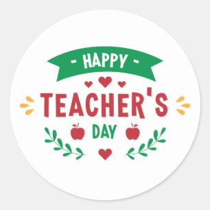 Happy Teacher's Day word art Classic Round Sticker