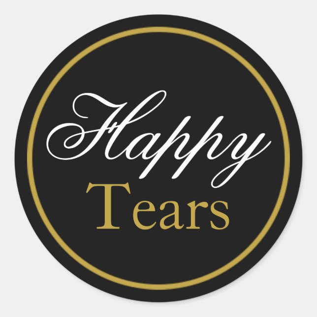"Happy Tears" Wedding Sticker - Black Gold (Front)