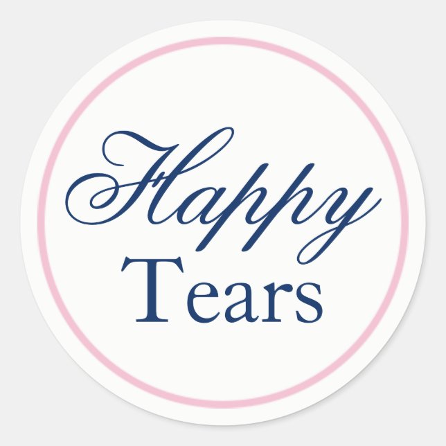 "Happy Tears" Wedding Sticker - Blush Pink/Navy (Front)