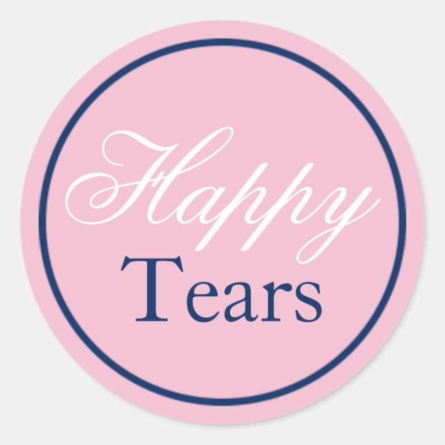 "Happy Tears" Wedding Sticker - Blush Pink/Navy (Front)