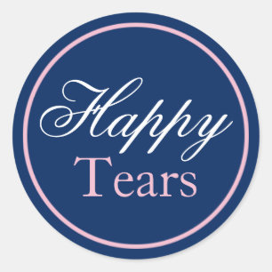 "Happy Tears" Wedding Sticker - Blush Pink/Navy