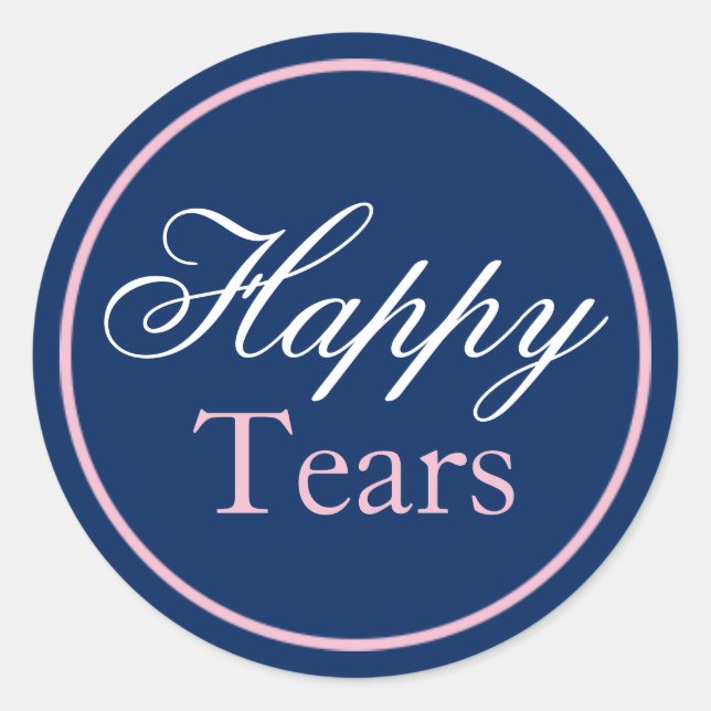 "Happy Tears" Wedding Sticker - Blush Pink/Navy (Front)