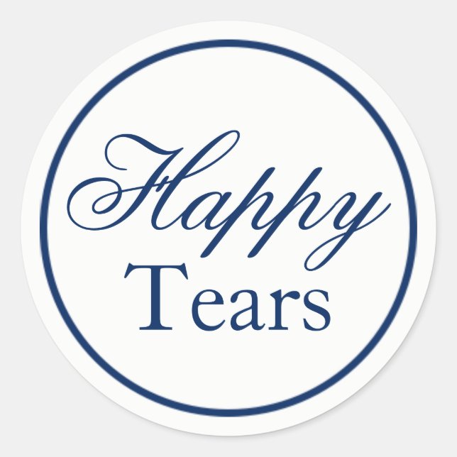 "Happy Tears" Wedding Sticker - Navy (Front)