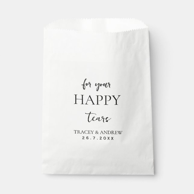 Happy Tears Wedding Tissues Packets – Thoughtful Favour Bags (Front)