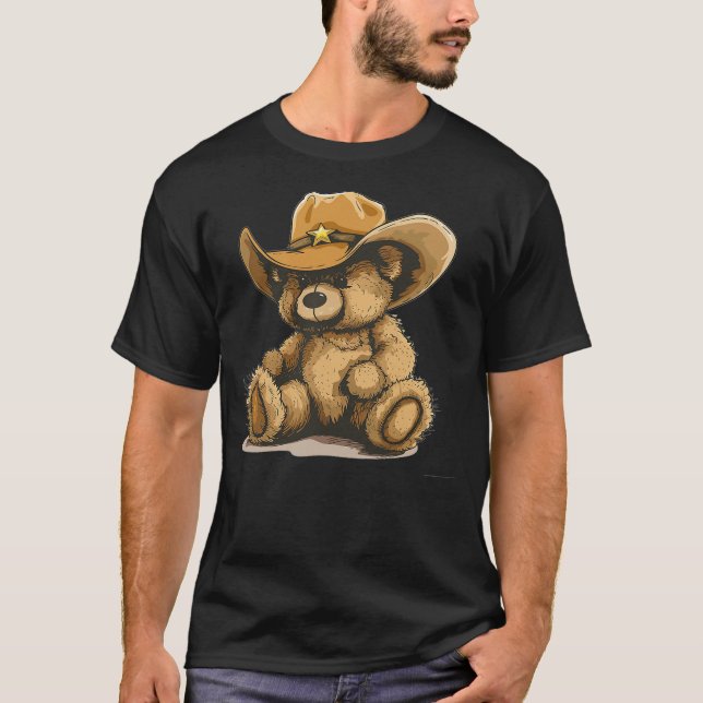 Happy Teddy Bear with Cowboy Hat Costume T-Shirt (Front)