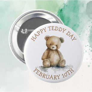 Happy Teddy Day   February 10th 6 Cm Round Badge