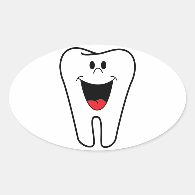 Happy teeth customisable for your Dental practice Oval Sticker (Front)