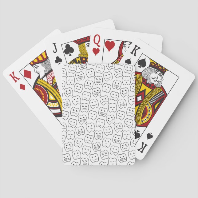 Happy Teeth Pattern Playing Cards (Back)
